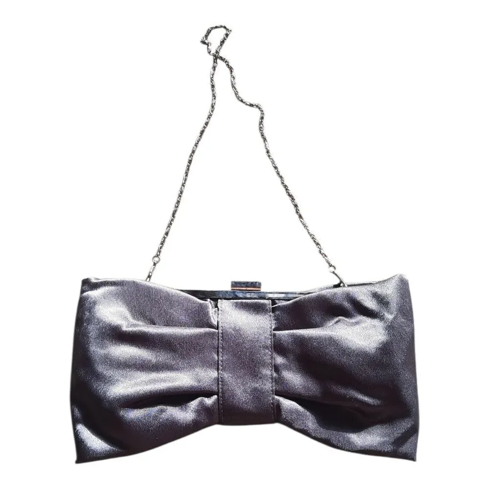 Bijoux Terner Shimmering Silver Bow Clutch